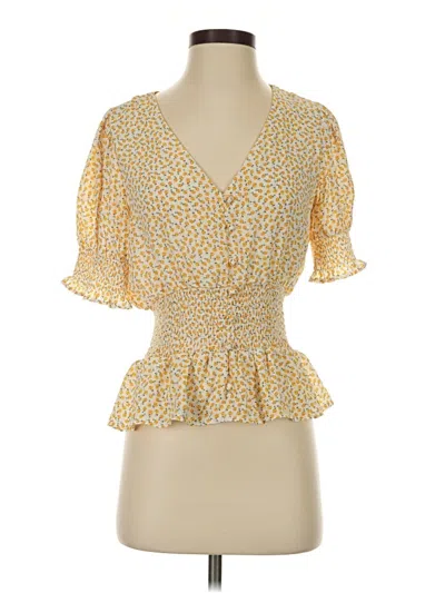 Pre-owned Sienna Sky Short Sleeve Blouse In Yellow