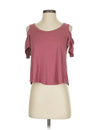 Pre-owned Sienna Sky Short Sleeve Top Burgundy Cold Shoulder Neckline Tops