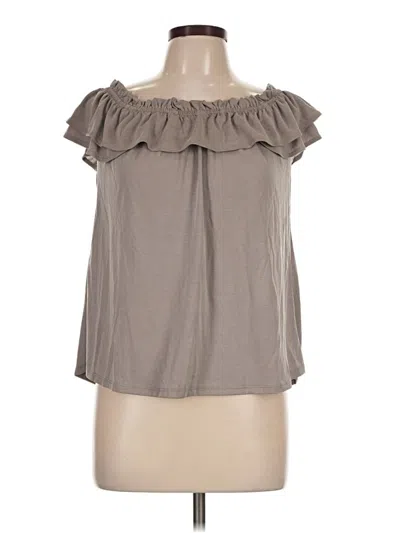 Pre-owned Sienna Sky Short Sleeve Top Gray Off The Shoulder Neckline Tops