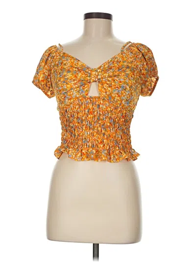 Pre-owned Sienna Sky Short Sleeve Top Orange Sweetheart Neckline Tops