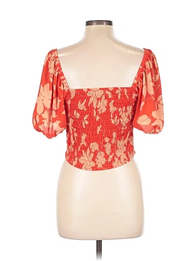 Pre-owned Sienna Sky Short Sleeve Top Orange Sweetheart Neckline Tops