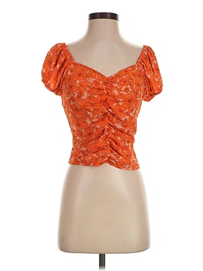Pre-owned Sienna Sky Short Sleeve Top Orange Sweetheart Neckline Tops