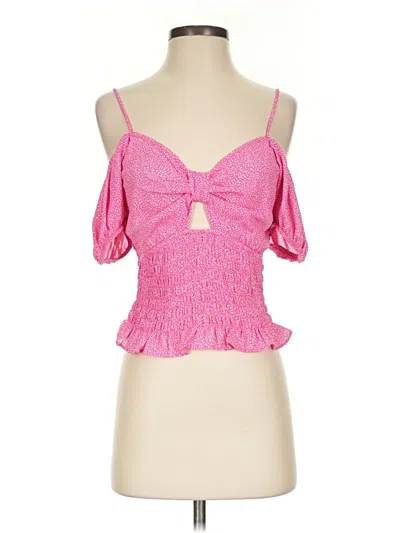 Pre-owned Sienna Sky Short Sleeve Top Pink Sweetheart Neckline Tops