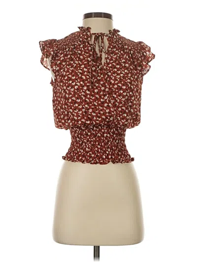 Pre-owned Sienna Sky Tank Top Brown Ruffles Neckline Tops