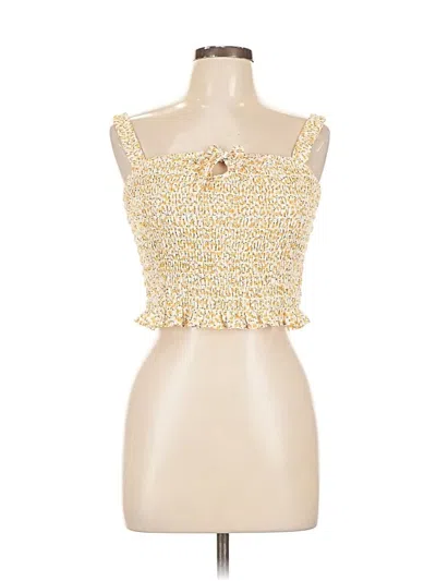 Pre-owned Sienna Sky Tank Top Yellow Strapless Neckline Tops