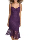 Sienna Women's Floral Lace Flounce Hem Midi-dress In Purple