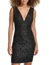 Sienna Women's Floral Stretch Jacquard Minidress In Black