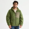 Sierra Pacific . Mens Hooded Water Resistant Midweight Quilted Jacket In Green
