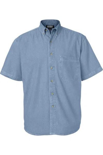 Sierra Pacific Short Sleeve Denim Shirt In Blue