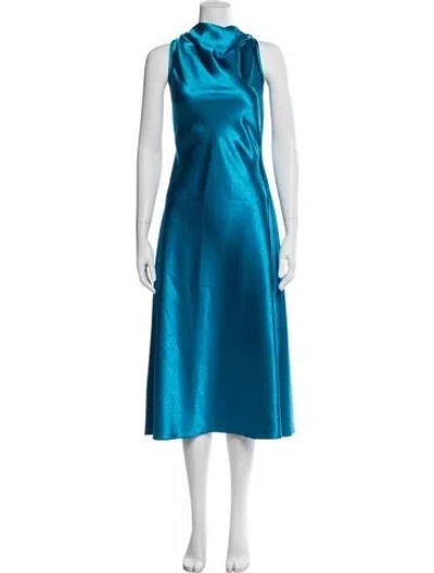 Pre-owned Sies Marjan Cowl Neck Midi Length Dress In Blue