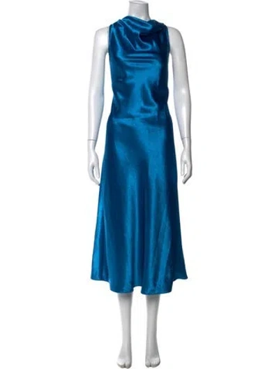 Pre-owned Sies Marjan Cowl Neck Midi Length Dress In Blue