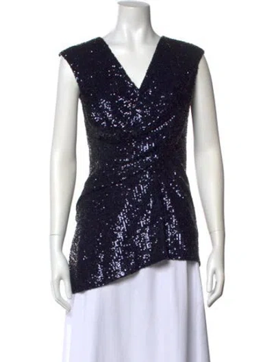 Pre-owned Sies Marjan Cowl Neck Sleeveless Top In Blue