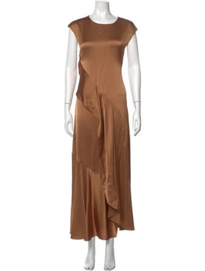 Pre-owned Sies Marjan Crew Neck Long Dress In Brown