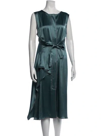 Pre-owned Sies Marjan Crew Neck Midi Length Dress In Green