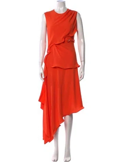 Pre-owned Sies Marjan Crew Neck Midi Length Dress In Orange
