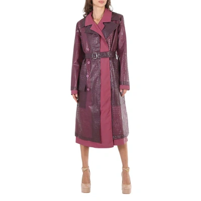 Sies Marjan Devin Embossed Double Belted Reflective Trench Coat In Purple
