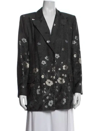 Pre-owned Sies Marjan Floral Print Blazer In Grey