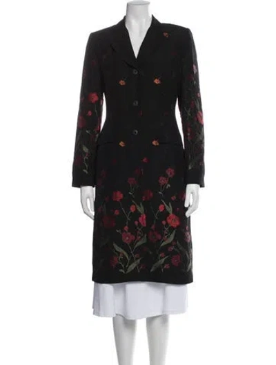 Pre-owned Sies Marjan Floral Print Trench Coat In Black