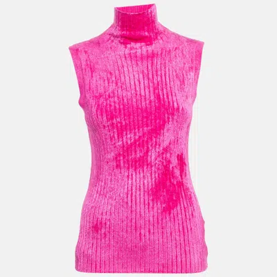 Sies Marjan Fuchsia Pink Rib Knit Turtle Neck Top In Black