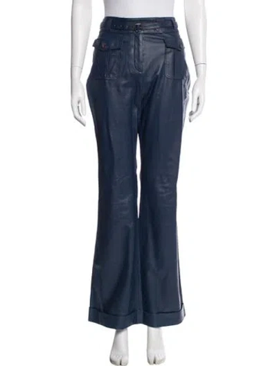 Pre-owned Sies Marjan Leather Flared Pants In Blue