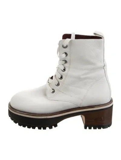 Pre-owned Sies Marjan Leather Lace-up Boots In White
