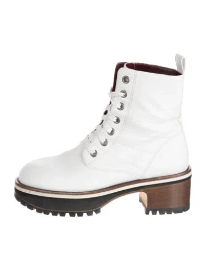 Pre-owned Sies Marjan Leather Lace-up Boots In White
