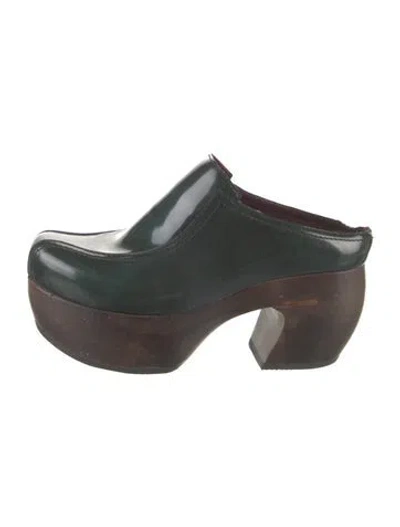 Pre-owned Sies Marjan Leather Mules In Green