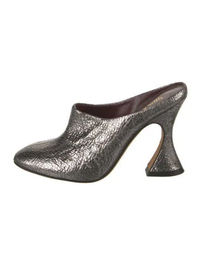 Pre-owned Sies Marjan Leather Mules In Metallic/silver