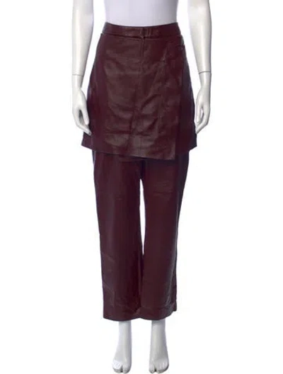 Pre-owned Sies Marjan Leather Wide Leg Pants W/ Tags In Burgundy