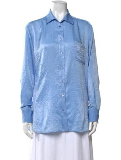 Pre-owned Sies Marjan Long Sleeve Button-up Top In Blue