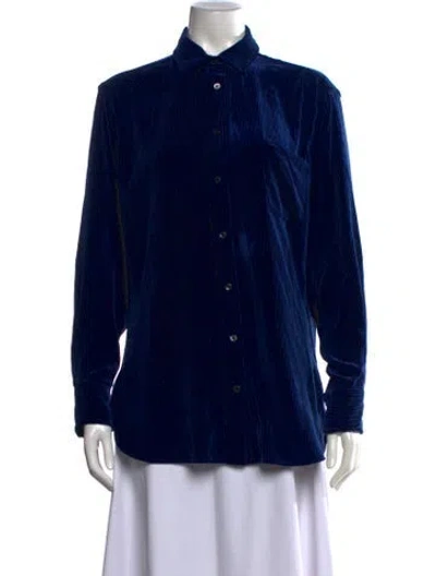 Pre-owned Sies Marjan Long Sleeve Button-up Top In Blue