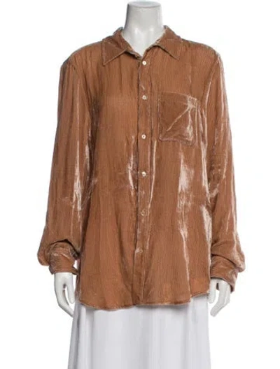 Pre-owned Sies Marjan Long Sleeve Button-up Top In Brown