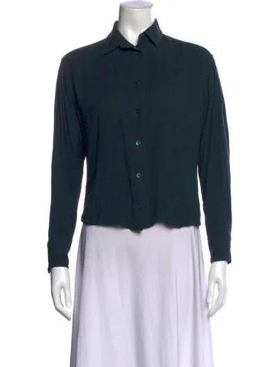 Pre-owned Sies Marjan Long Sleeve Button-up Top In Green