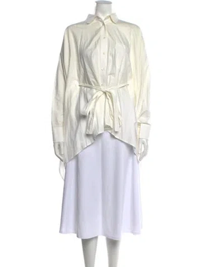 Pre-owned Sies Marjan Long Sleeve Button-up Top In Neutrals
