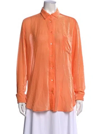 Pre-owned Sies Marjan Long Sleeve Button-up Top In Orange