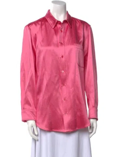 Pre-owned Sies Marjan Long Sleeve Button-up Top In Pink