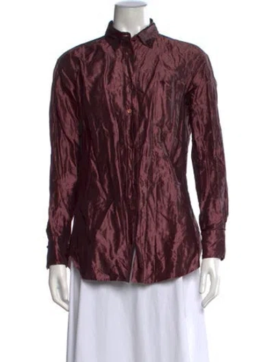 Pre-owned Sies Marjan Long Sleeve Button-up Top In Purple