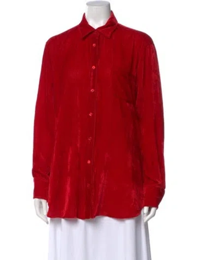 Pre-owned Sies Marjan Long Sleeve Button-up Top In Red