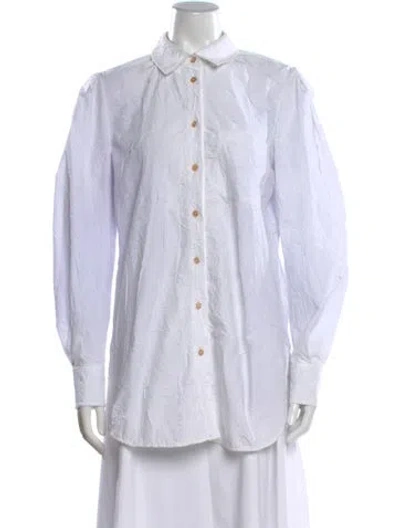 Pre-owned Sies Marjan Long Sleeve Button-up Top In White