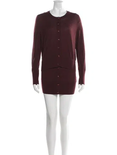 Pre-owned Sies Marjan Merino Wool Skirt Set In Burgundy