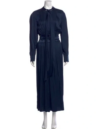 Pre-owned Sies Marjan Mock Neck Long Dress In Blue
