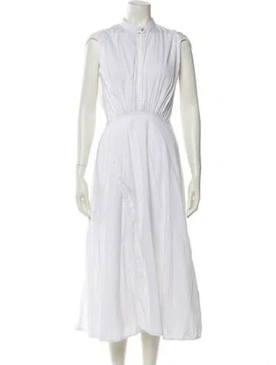 Pre-owned Sies Marjan Mock Neck Long Dress In White