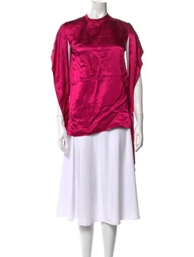 Pre-owned Sies Marjan Mock Neck Long Sleeve Top In Pink