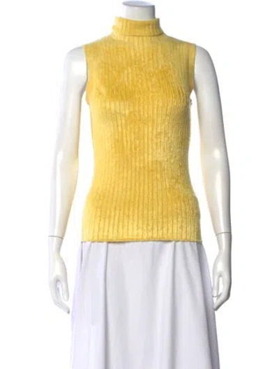 Pre-owned Sies Marjan Mock Neck Sleeveless Top In Yellow