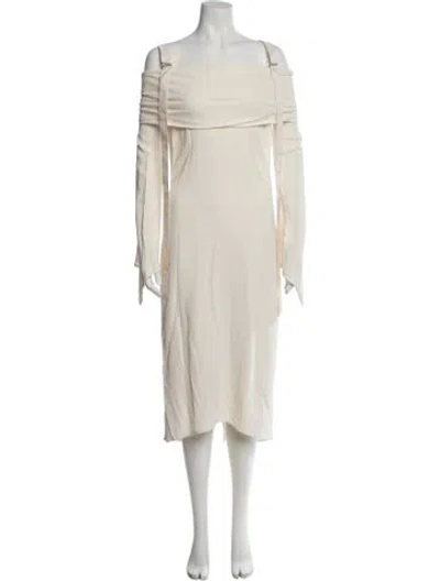Pre-owned Sies Marjan Off-the-shoulder Midi Length Dress In Neutral