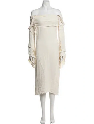 Pre-owned Sies Marjan Off-the-shoulder Midi Length Dress In Neutrals