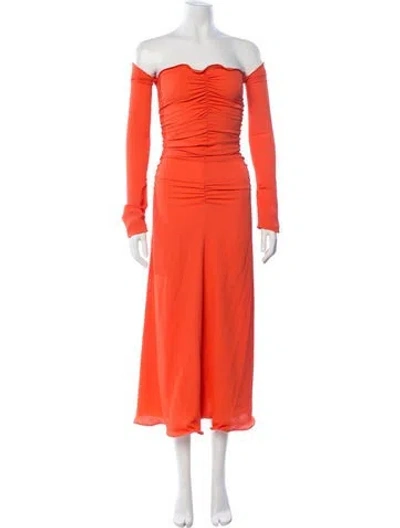 Pre-owned Sies Marjan Off-the-shoulder Midi Length Dress In Orange