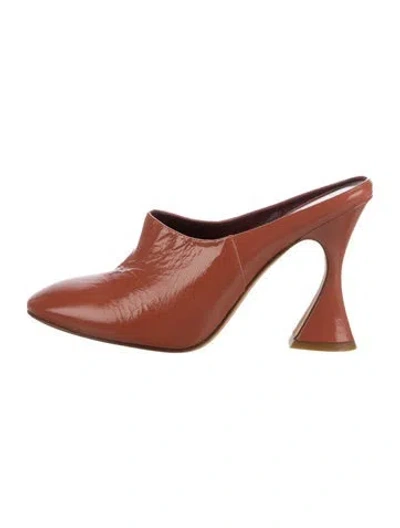 Pre-owned Sies Marjan Patent Leather Mules In Orange