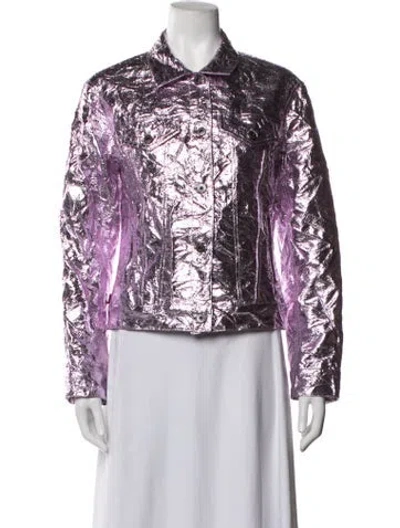 Pre-owned Sies Marjan Patterned Denim Jacket In Purple