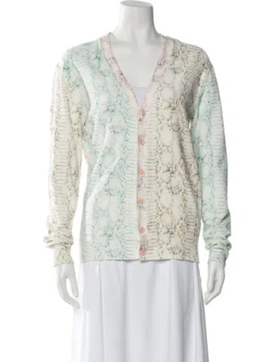 Pre-owned Sies Marjan Printed V-neck Sweater In White